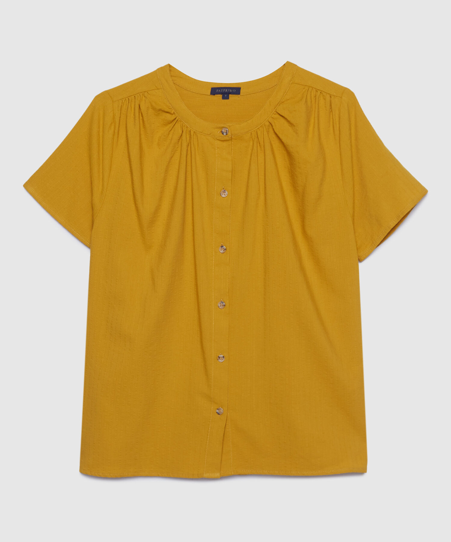 Blusa Recogido En Hombro Y Corte Espalda
