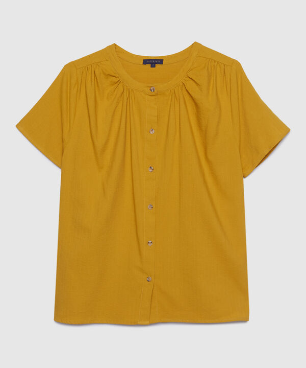 Blusa Recogido En Hombro Y Corte Espalda