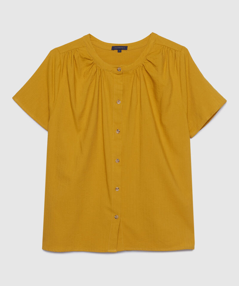 Blusa Recogido En Hombro Y Corte Espalda
