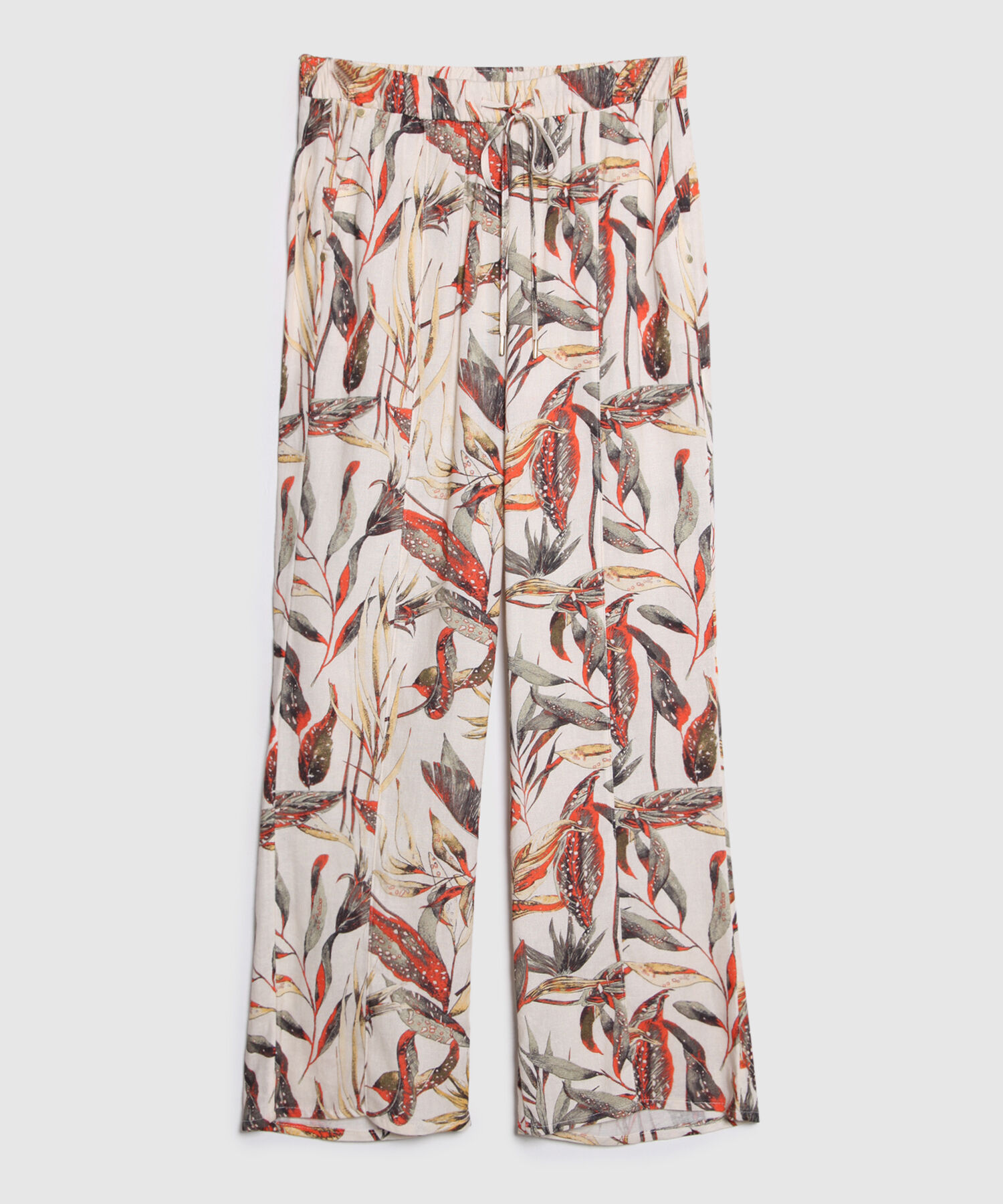 Pantalón Bota Recta En Lino Estampado