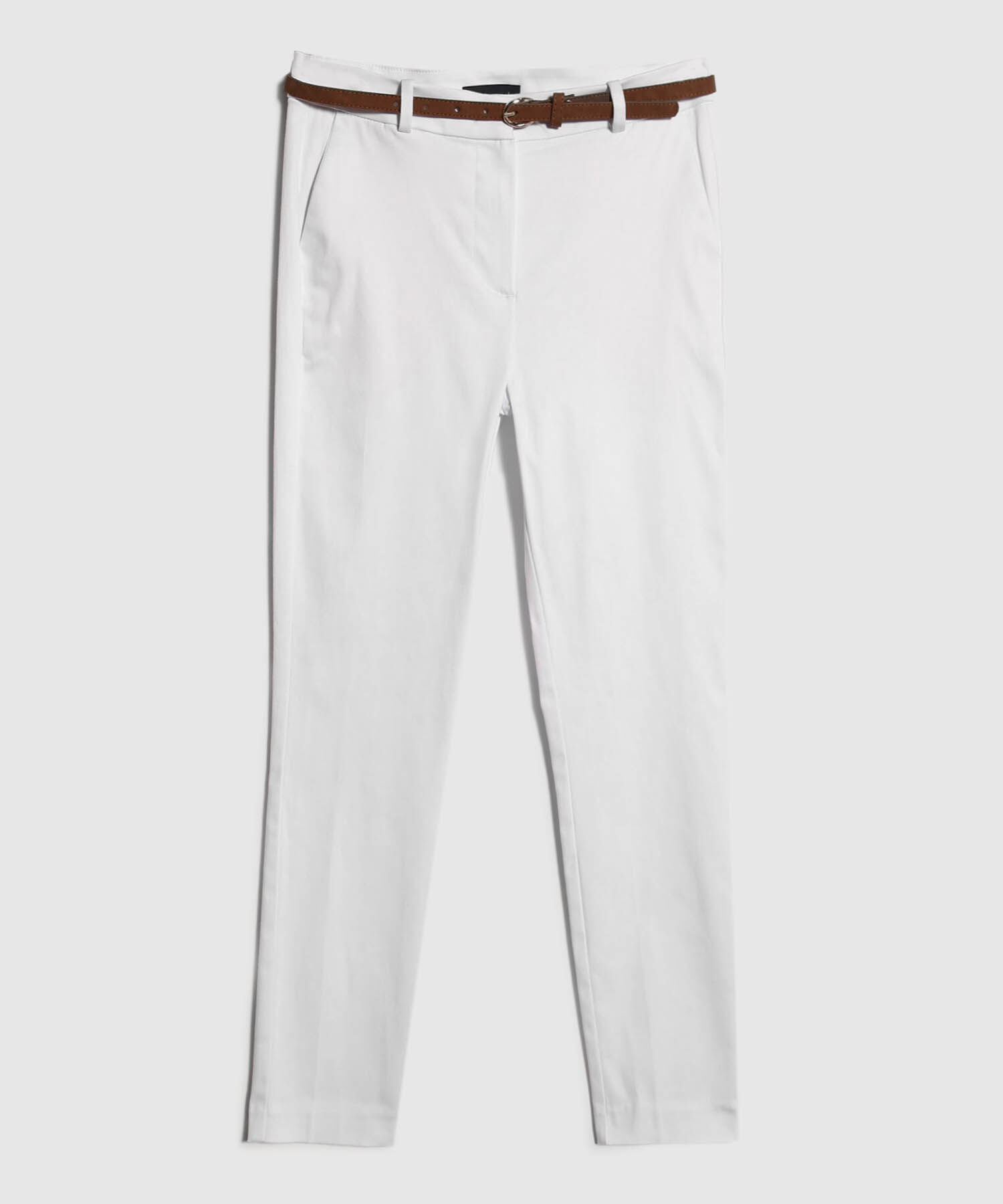 Pantalon Chino Unicolor  Con Cinturon