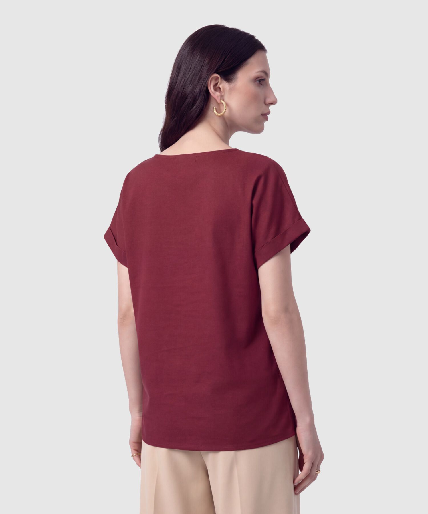 Blusa Manga Corta Dobladillo Para Mujer