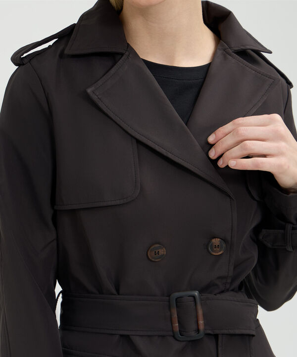 Chaqueta Tipo Trench Unicolor Con Cinturon image number null