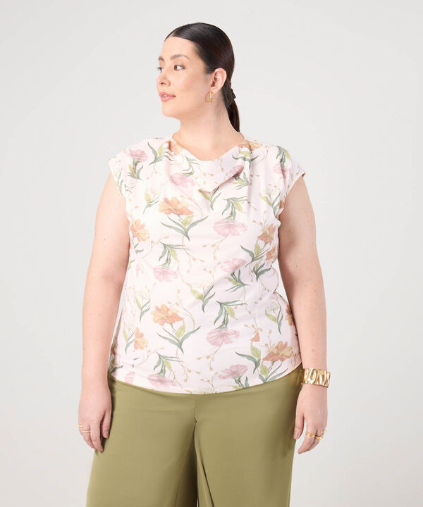 Camiseta Cuello Drapeado Para Mujer Curvy image number null
