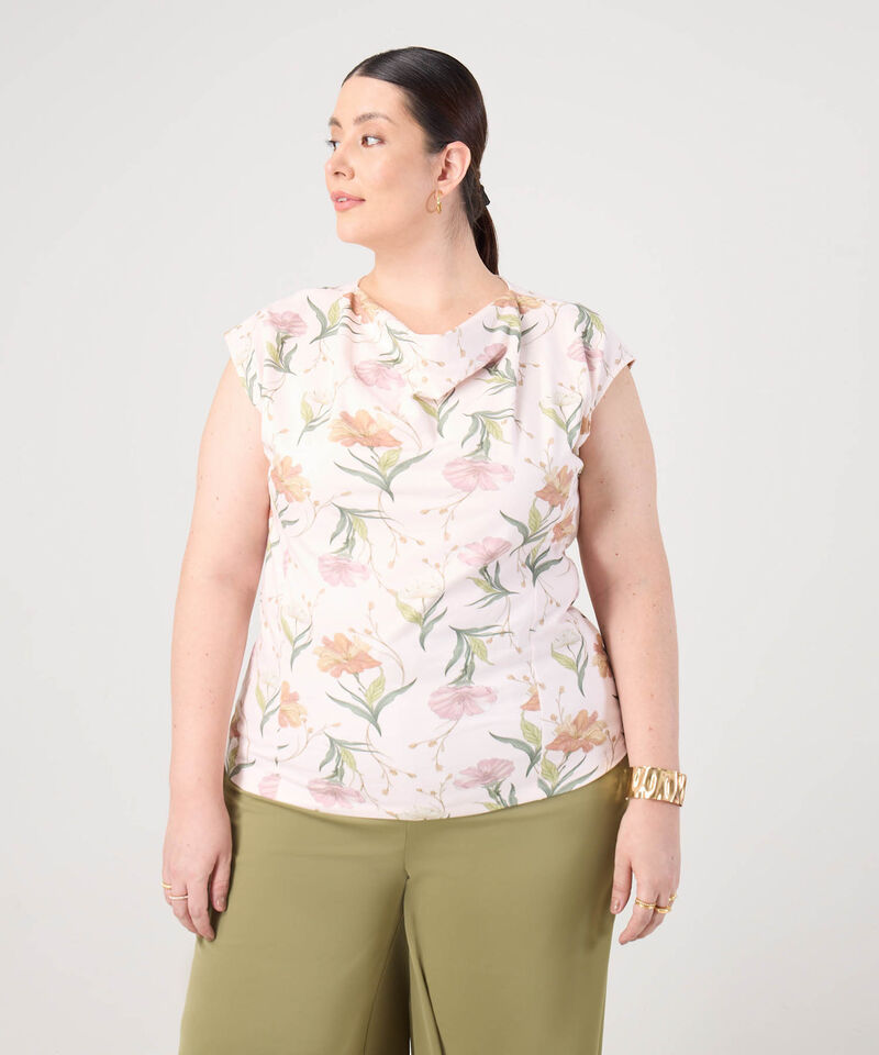 Camiseta Cuello Drapeado Para Mujer Curvy