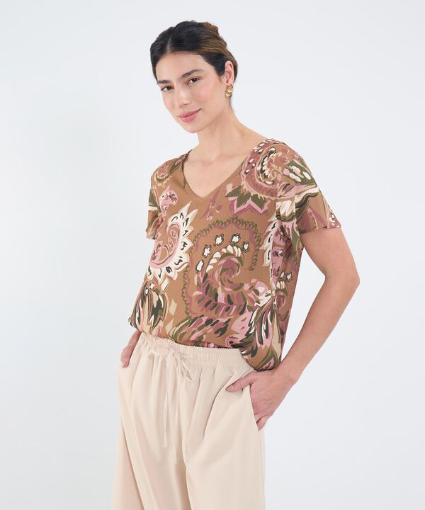 Blusa Estampada Escote En V image number null