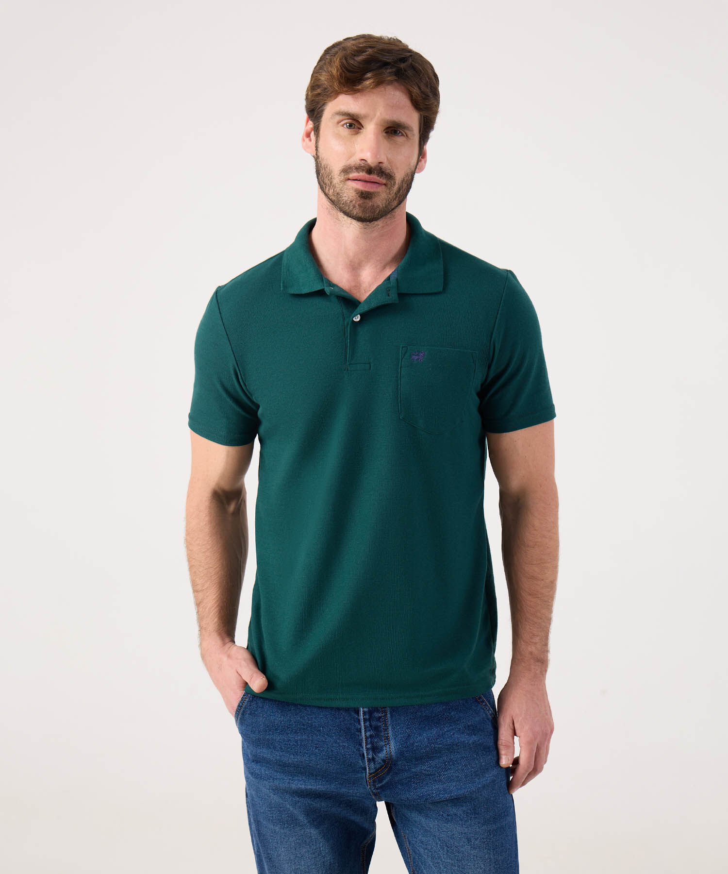 Polo Unicolor Con Bolsillo 