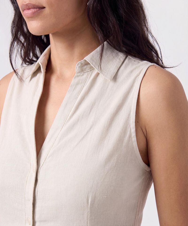Camisa Sin Mangas Cuello Cl&aacute;sico Mujer