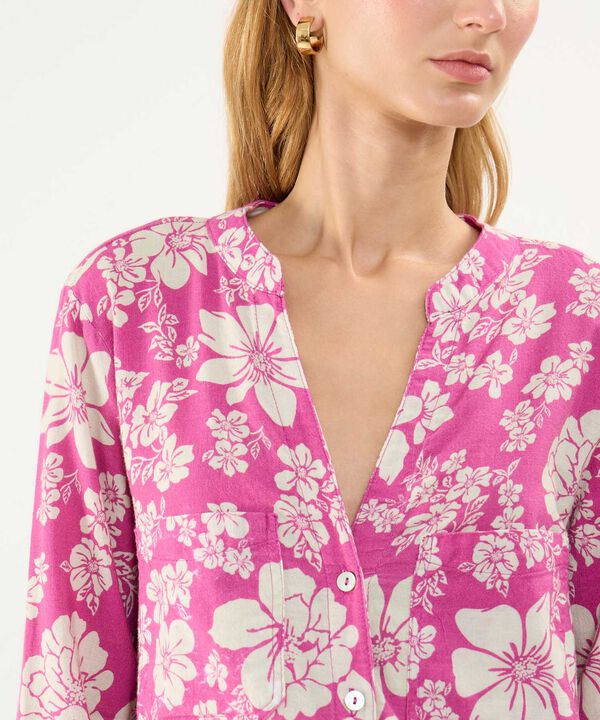 Blusa Estampada en Efecto Lino image number null