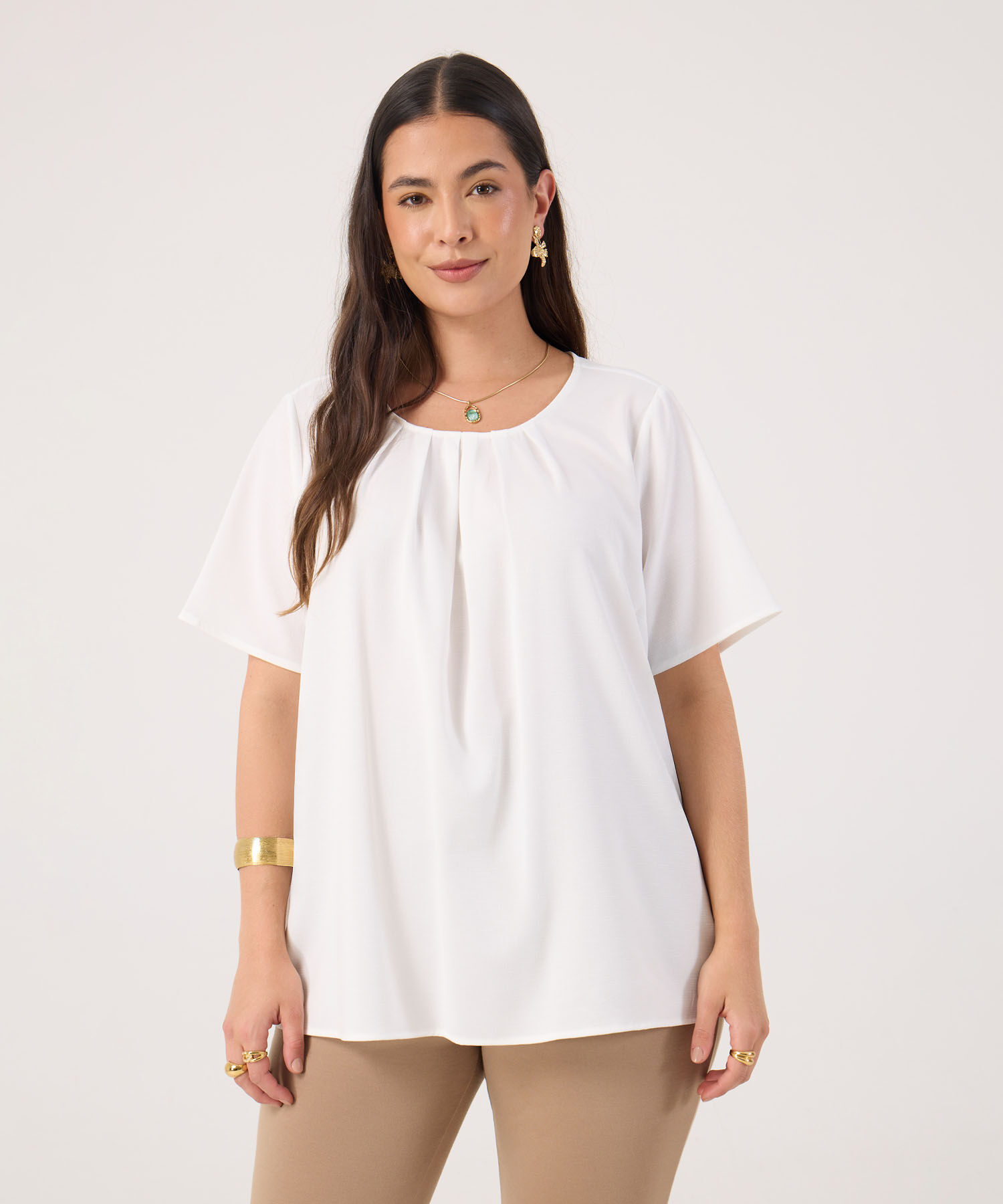 Blusa Unicolor Para Mujer Curvy