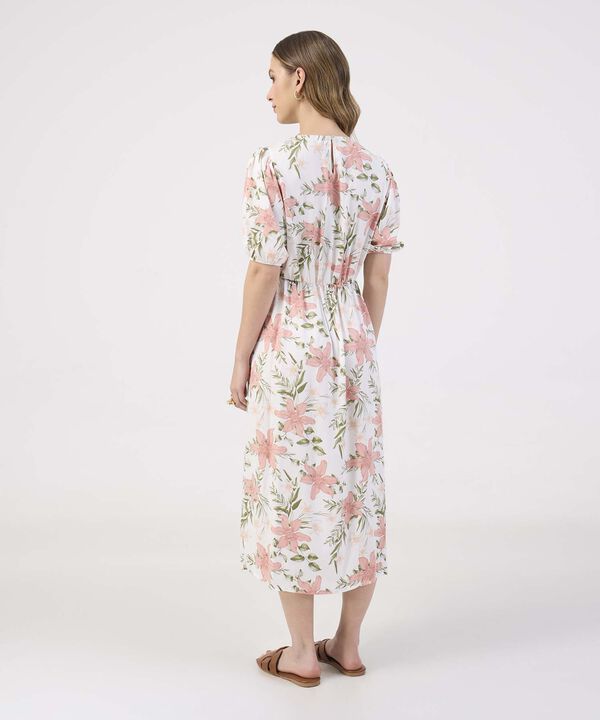 Vestido Midi de Silueta Fluida y Escote en V