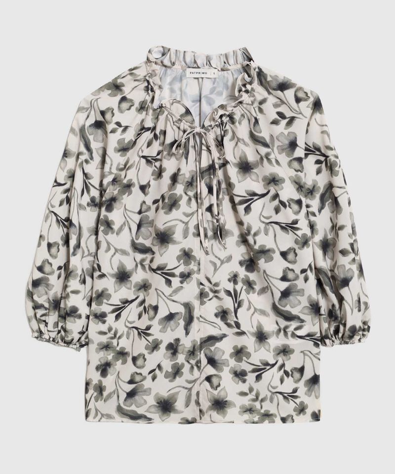 Blusa Con Estampado Y Escote En V Mujer