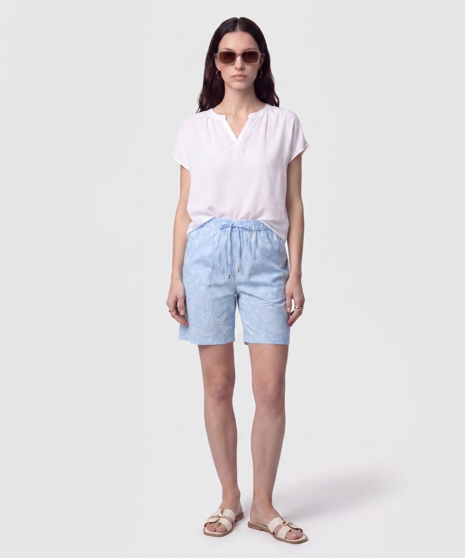 Blusa Manga Corta con Escote en V