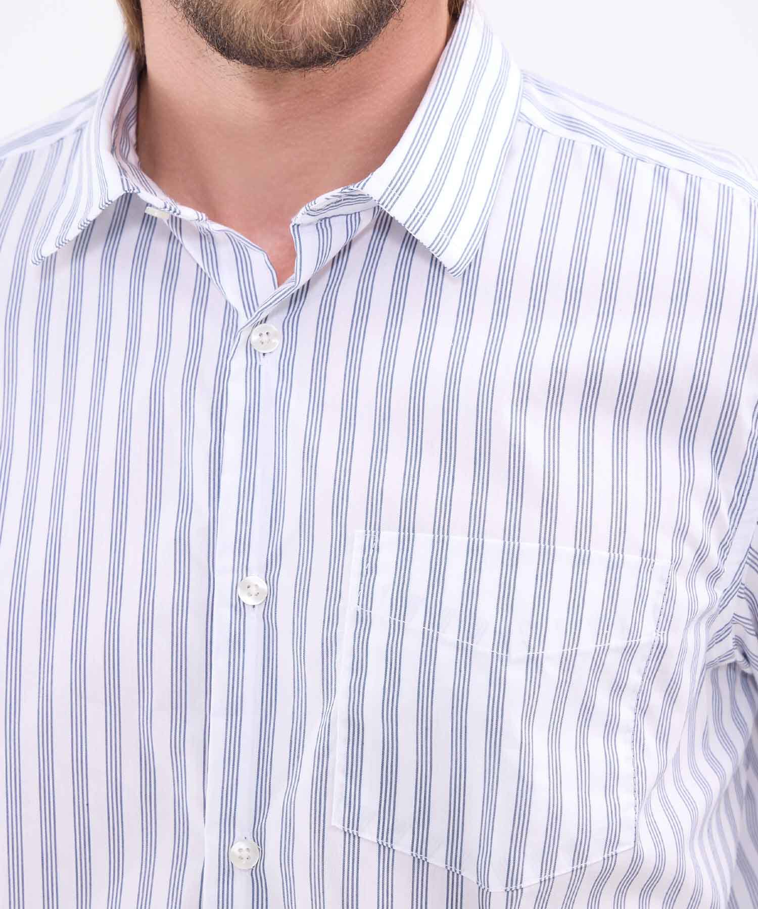 Camisa manga corta preteñida fit regular para hombre