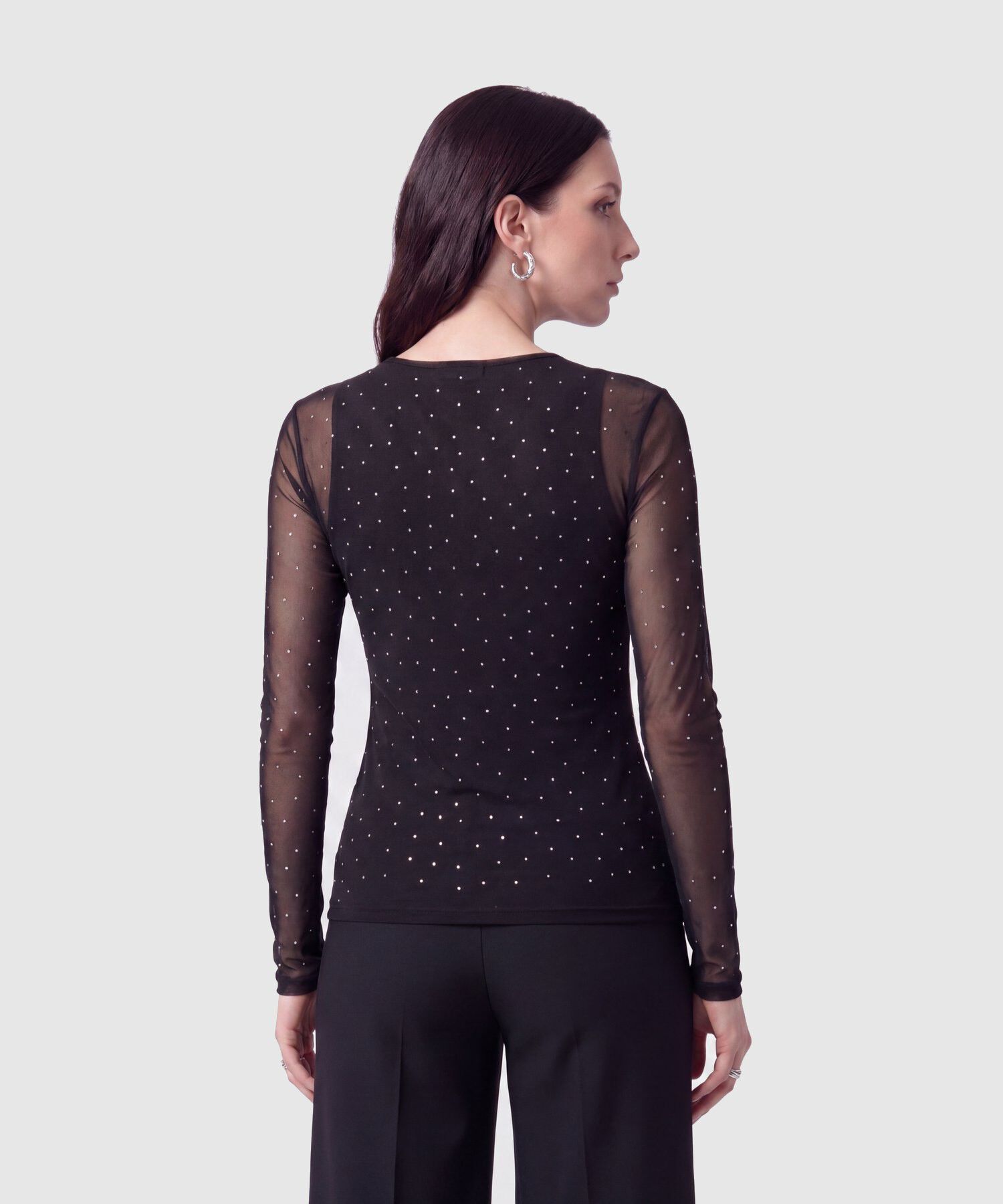 Camiseta Manga Larga de Malla Para Mujer
