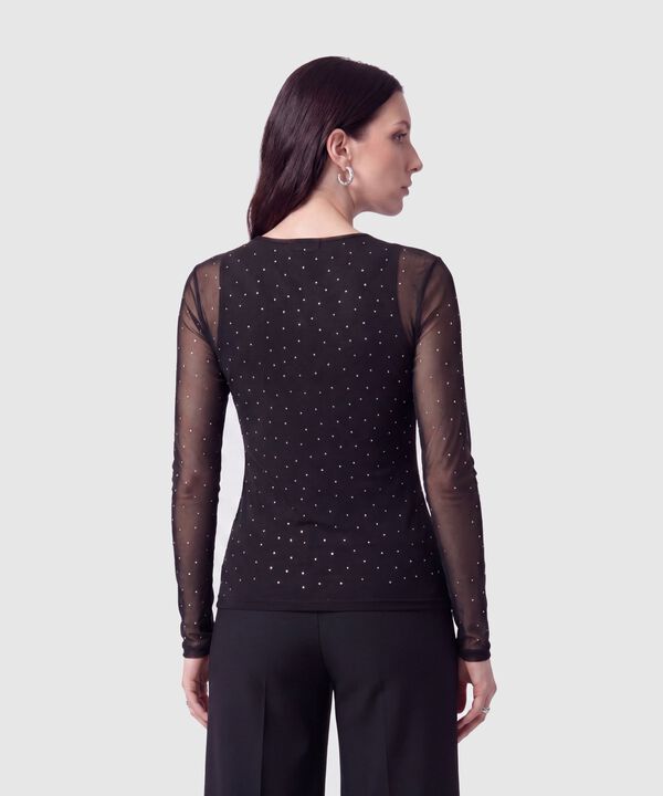 Camiseta Manga Larga de Malla Para Mujer