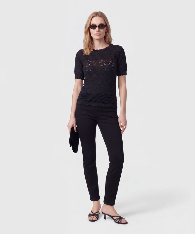 Camiseta De Punto Calado Para Mujer