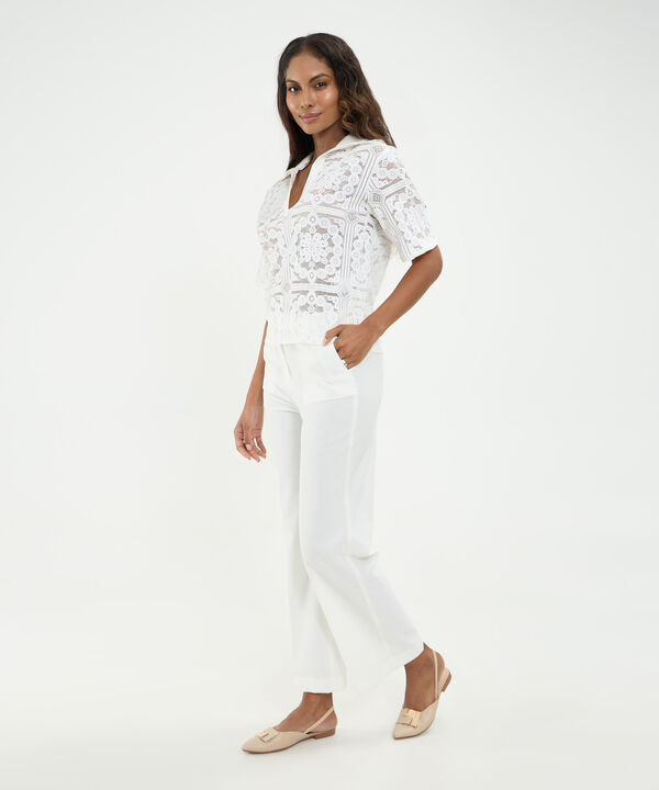 Polo Texturizada Manga Corta Al Codo Para Mujer image number null