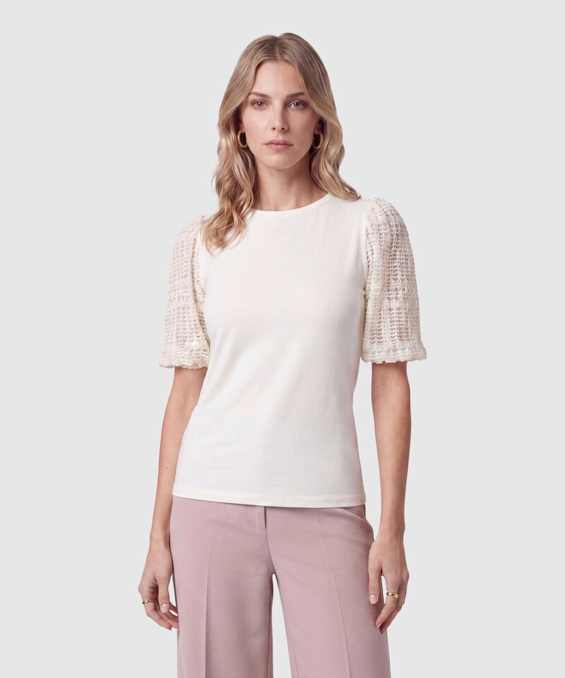 Camiseta Con Mangas Texturizadas Para Mujer