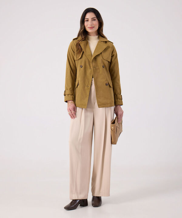 Chaqueta Trench Unicolor Con Cinturon  image number null
