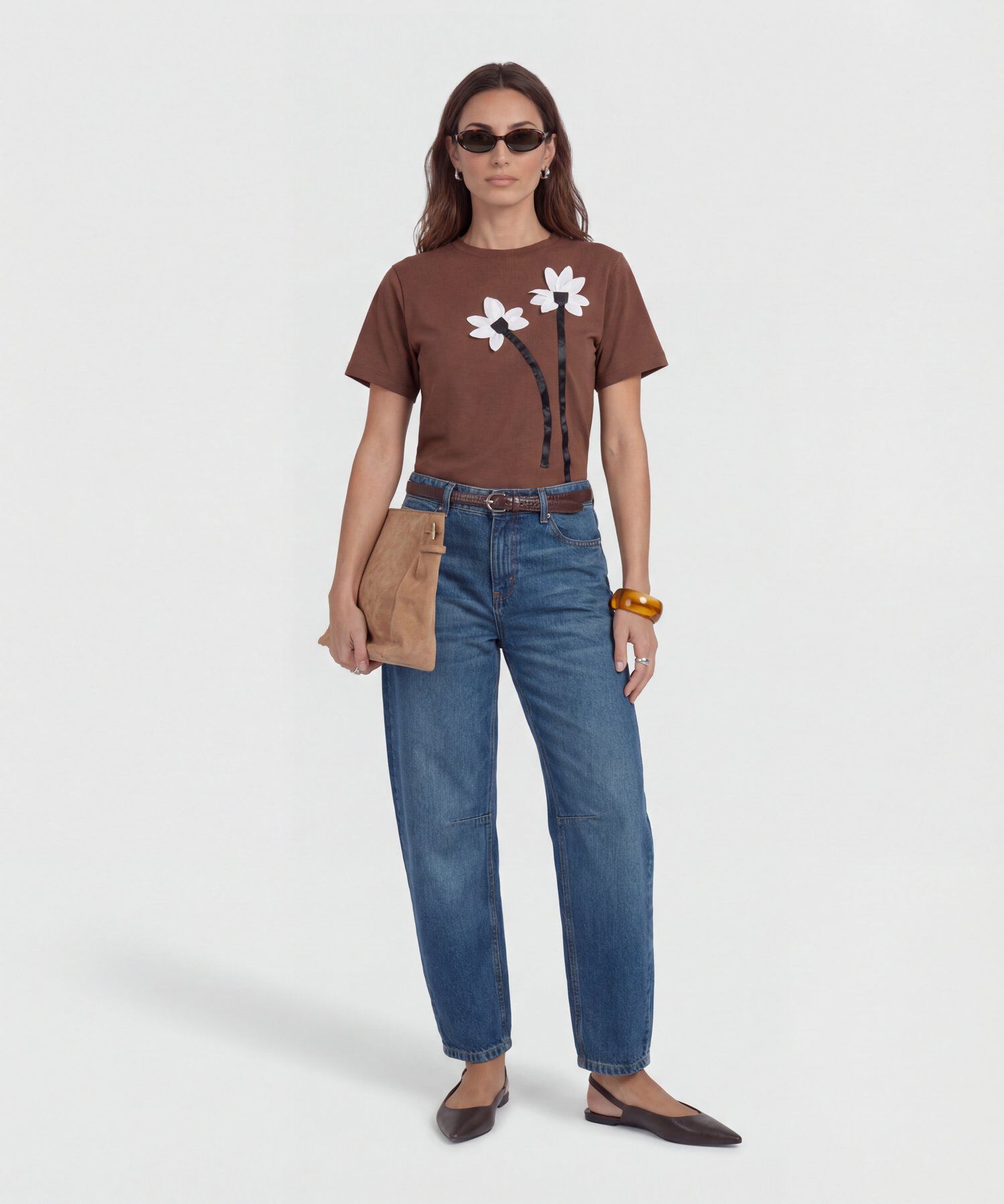 Jeans Mujer Barrel Fit con Pinzas