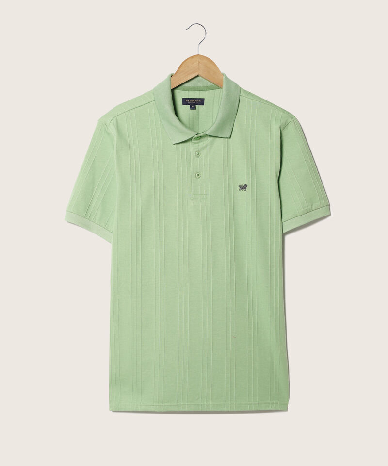 Polo Unicolor Con Textura Cuello Y Pu&ntilde;os Tejidos Sin Bolsillo Con Silueta Regular Fit
