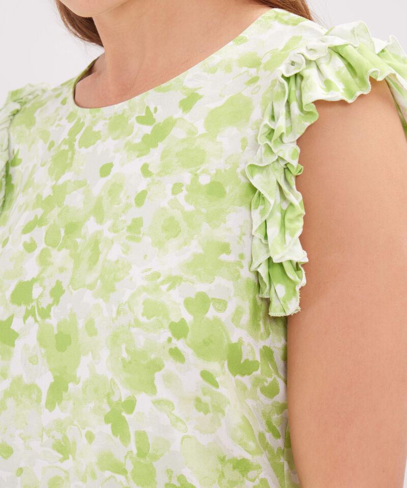 Blusa Estampada Con Boleros En Mangas