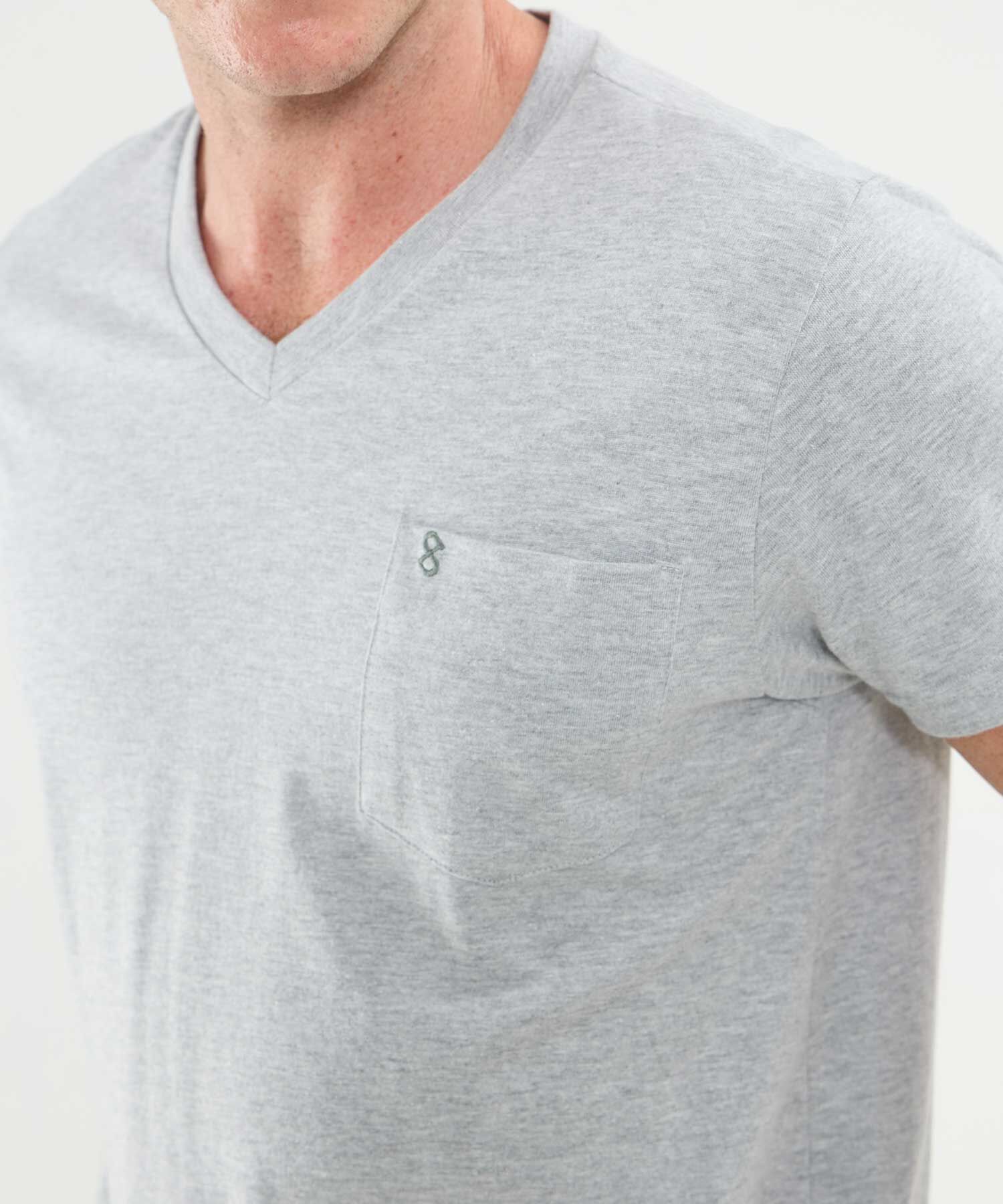Conjunto De Pijama Camiseta Cuello V Manga Corta Con Pataloneta En Punto Para Hombre
