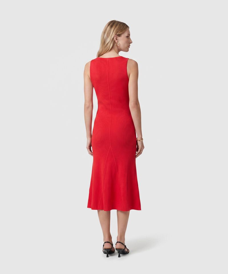 Vestido Midi Tejido Cuello V Para Mujer
