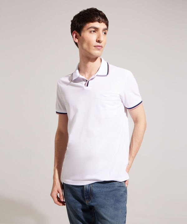 Polo Unicolor Con Pechera Abierta, Cuello, Ribete Y Puños Tejidos. Silueta Slim Fit. Campiello Linea Moda image number null