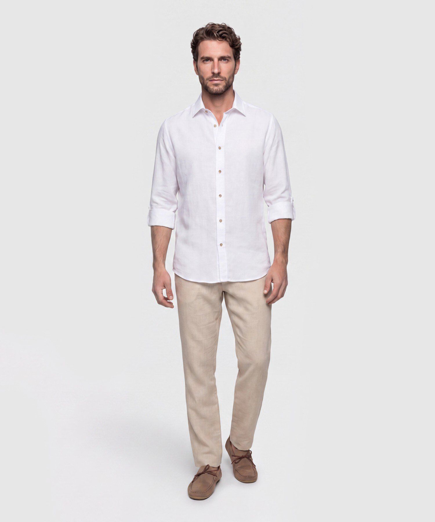 Camisa Unicolor Manga Larga para Hombre