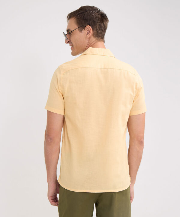 Camisa Manga Corta Cuello Resort Unicolor Con Bolsillo