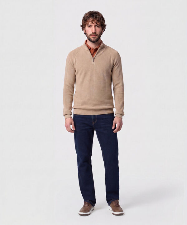 Su&eacute;ter De Hombre Con Cremallera Y Textura