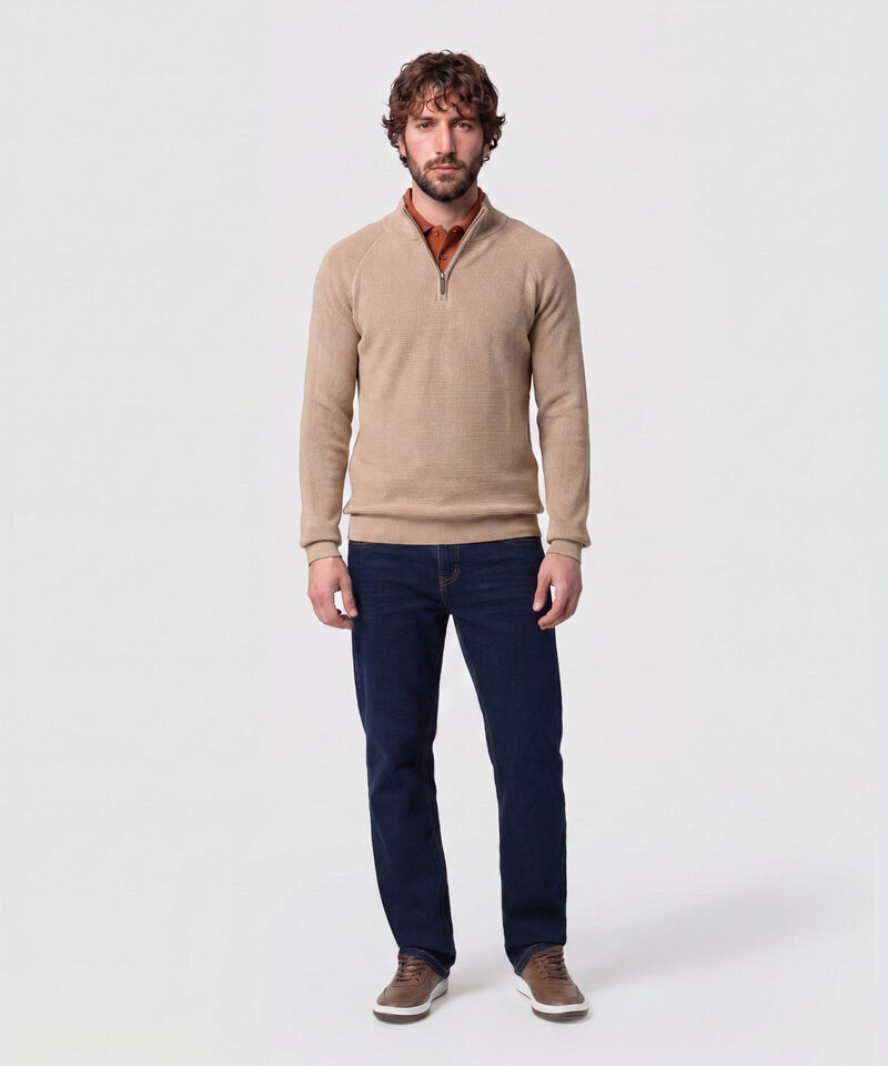Su&eacute;ter De Hombre Con Cremallera Y Textura