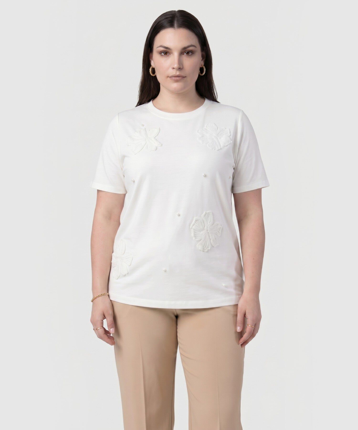 Camiseta Texturizada Cuello Redondo Mujer Curvy