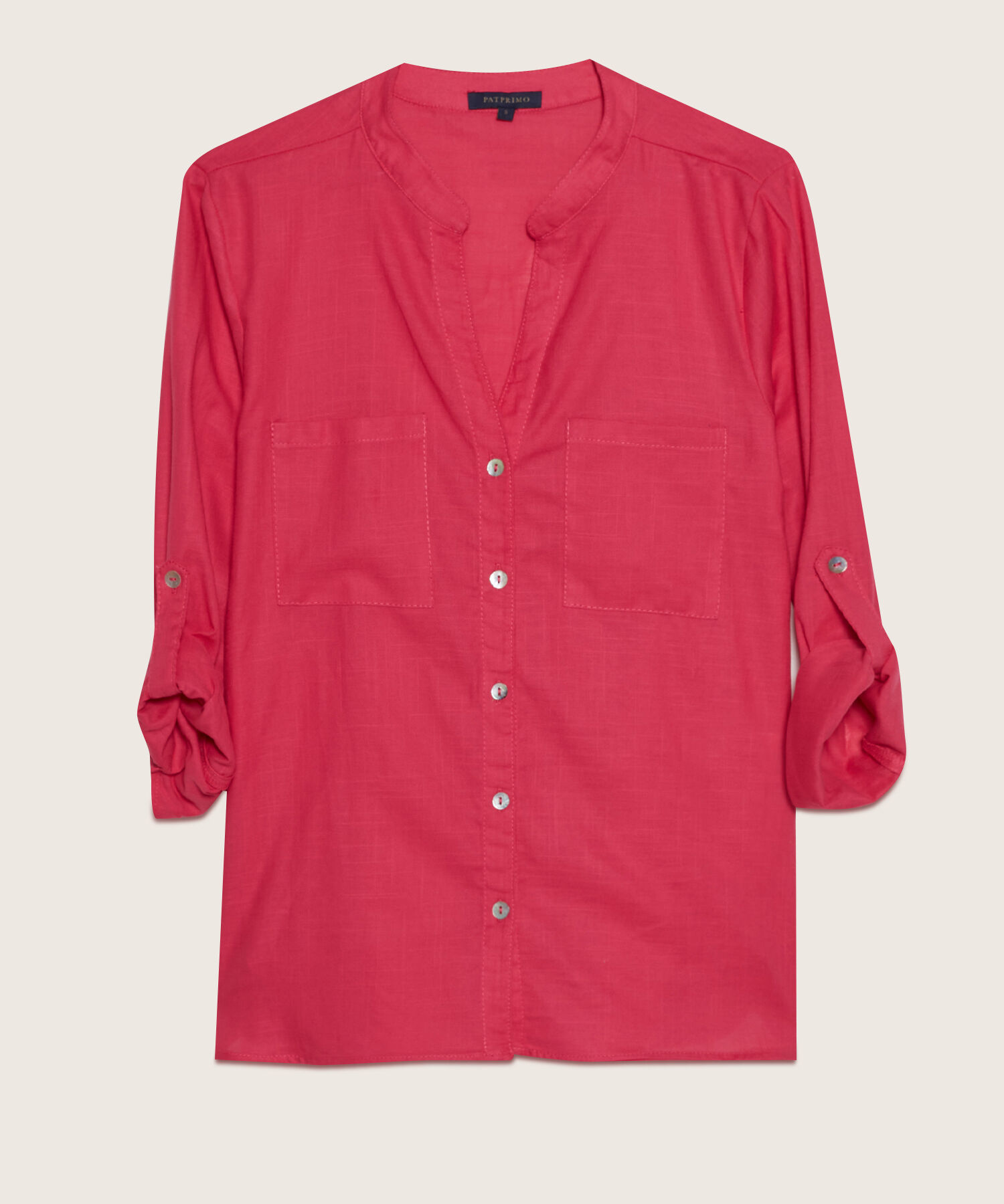Blusa  Manga Larga Con Bolsillo Unicolor