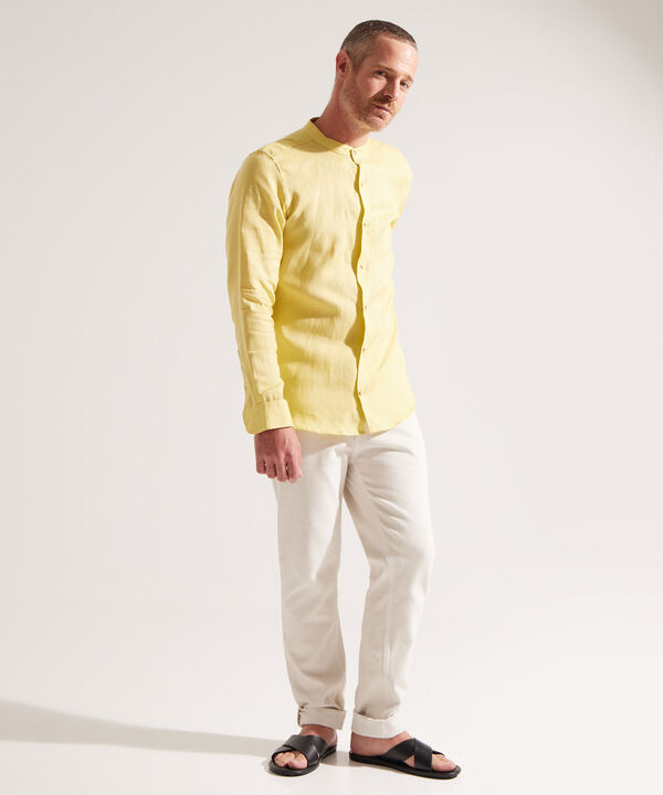 Camisa en Lino con Cuello Mao