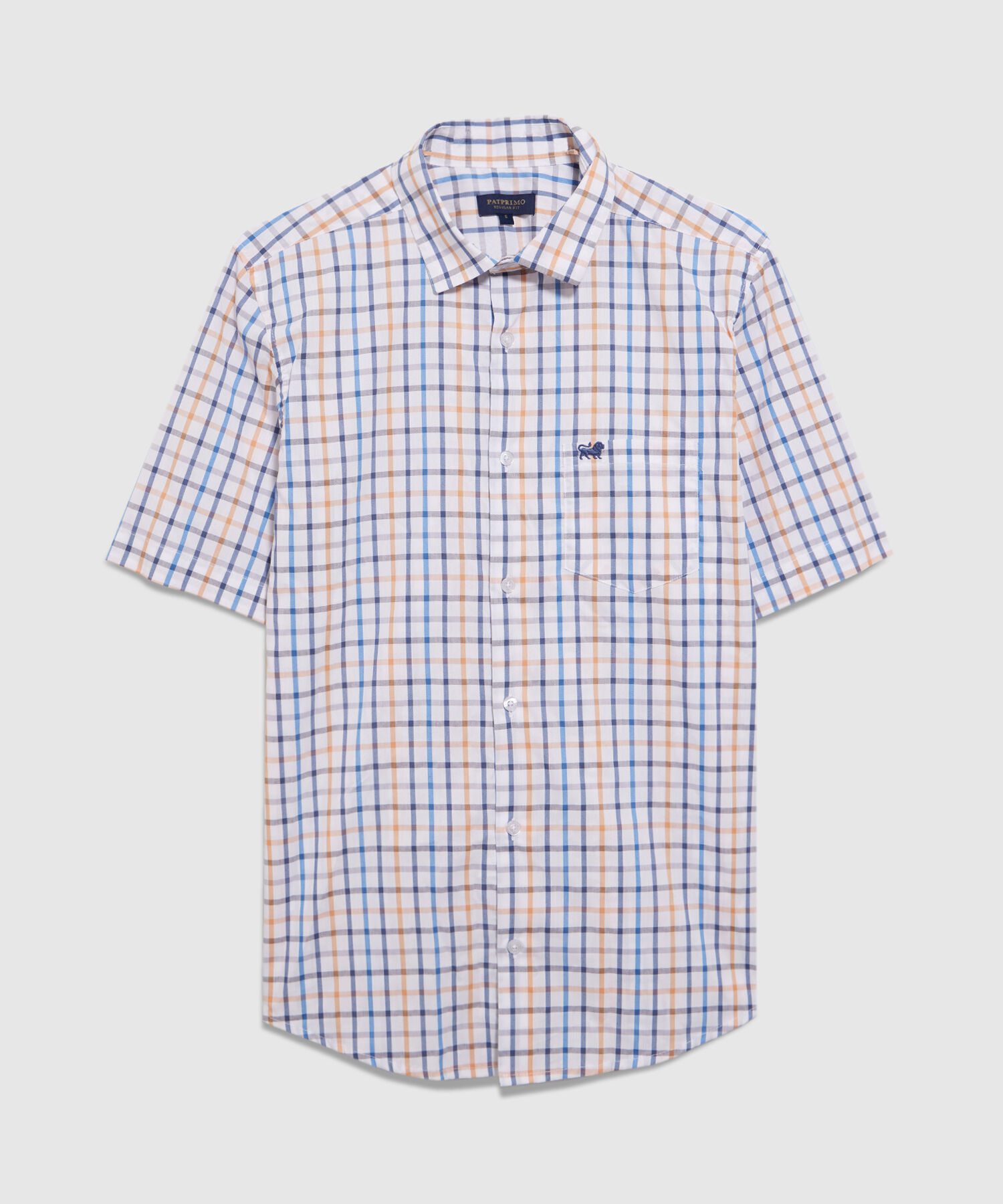 Camisa Manga Corta Cuadros Estampados Con Bolsillo