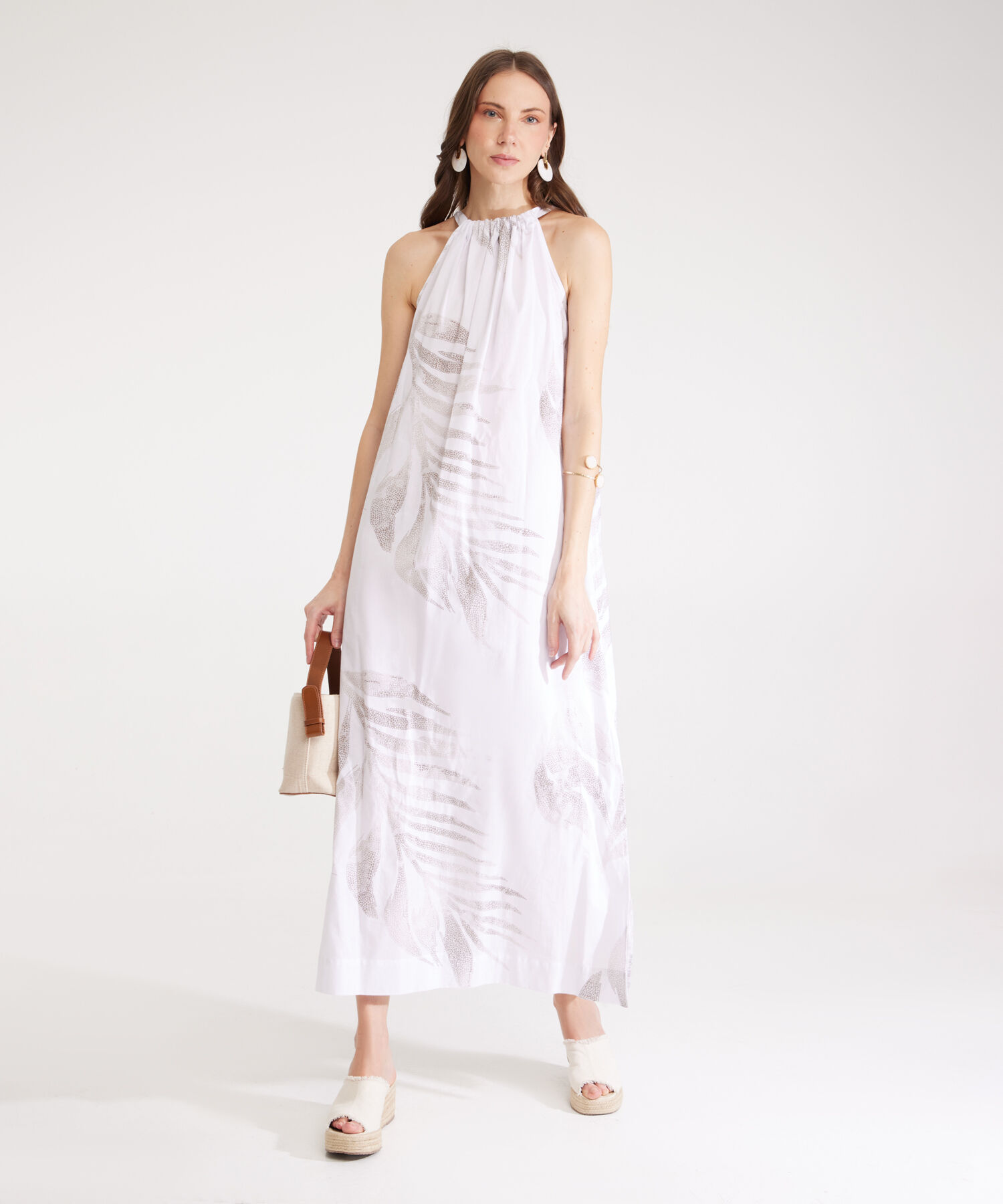 Vestido Estampado Halter Largo Maxi