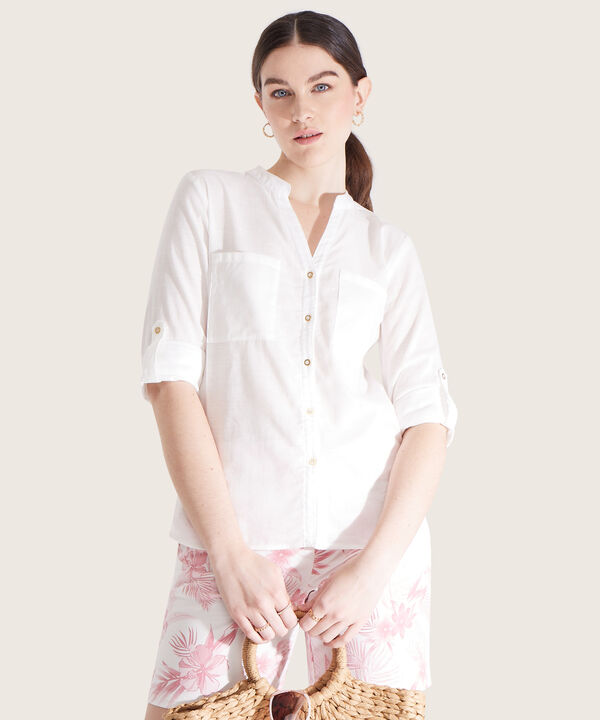 Blusa Lino Manga Larga Con Bolsillo image number null