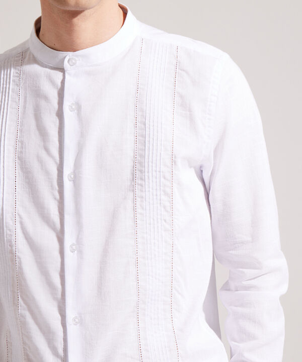Camisa Guayabera Manga Larga  Cuello Neru En Algodón
