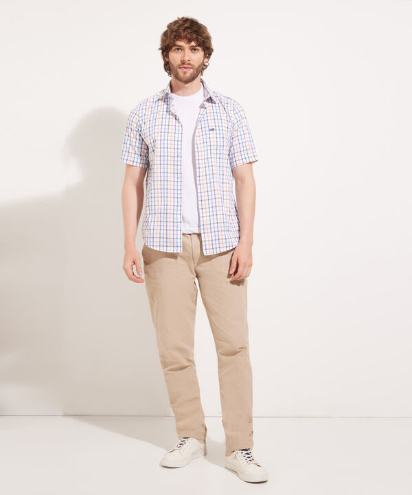 Camisa Manga Corta Cuadros Estampados Con Bolsillo image number null