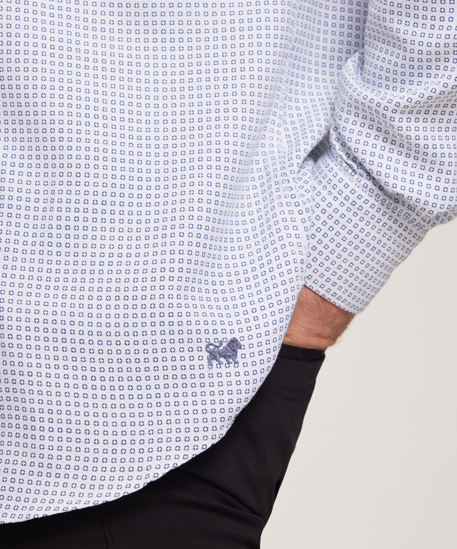 Camisa Corbatera Manga Larga Estampado Ceallo Button Down Regular