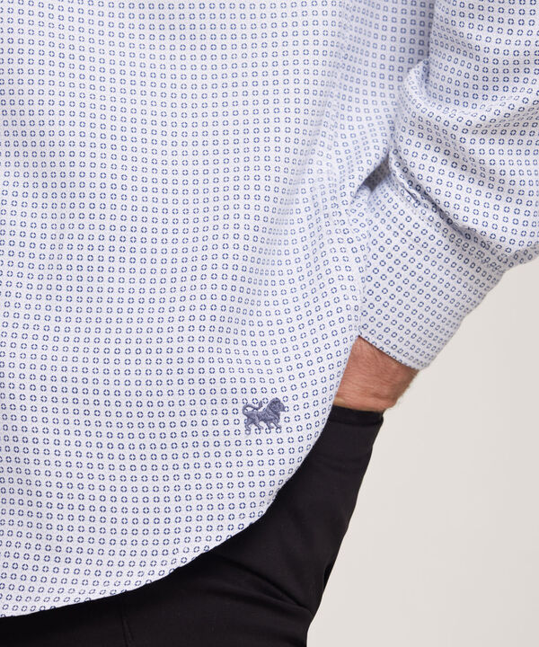 Camisa Corbatera Manga Larga Estampado Ceallo Button Down Regular