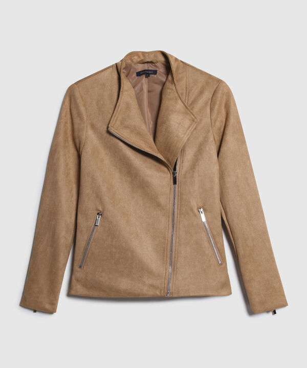 Chaqueta Tipo Biker Cruzada Con Cremallera