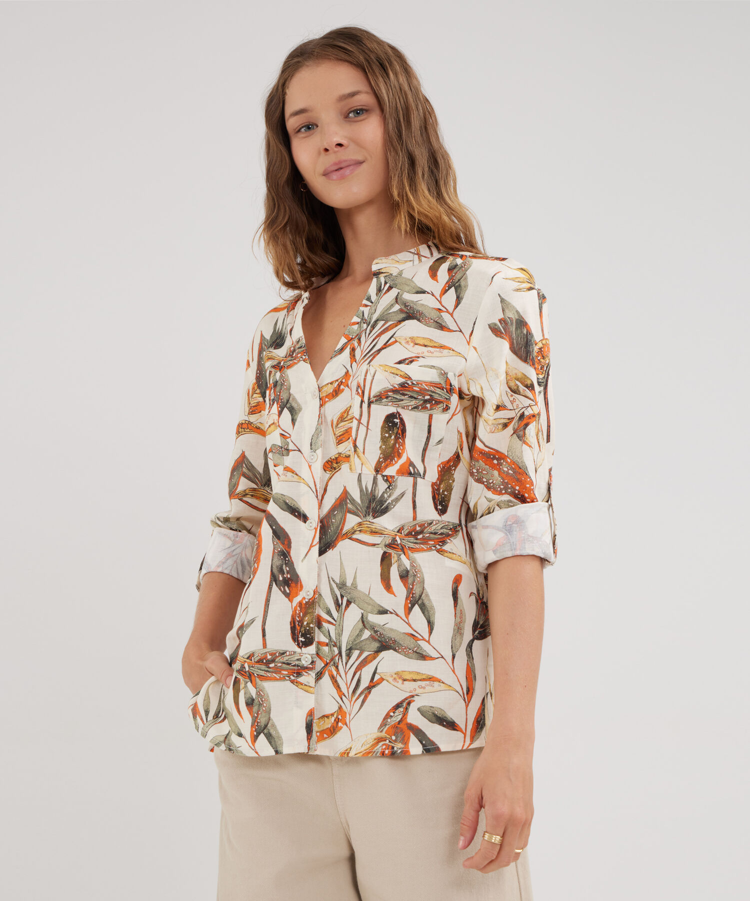 Blusa Estampada en Efecto Lino Compra ahora Patprimo
