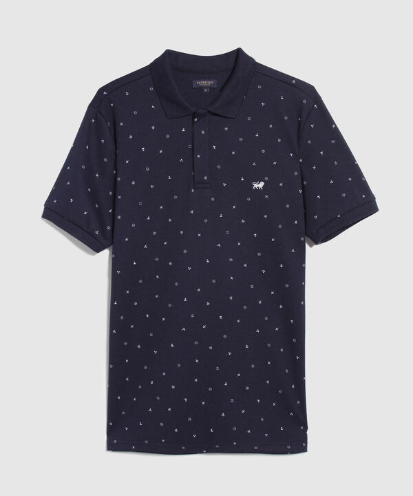 Polo Estampada, Cuello Y Puños Tejidos, Pechera Externa Con Botonadura Oculta, Silueta Regular Fit, Cítrico Marinero
