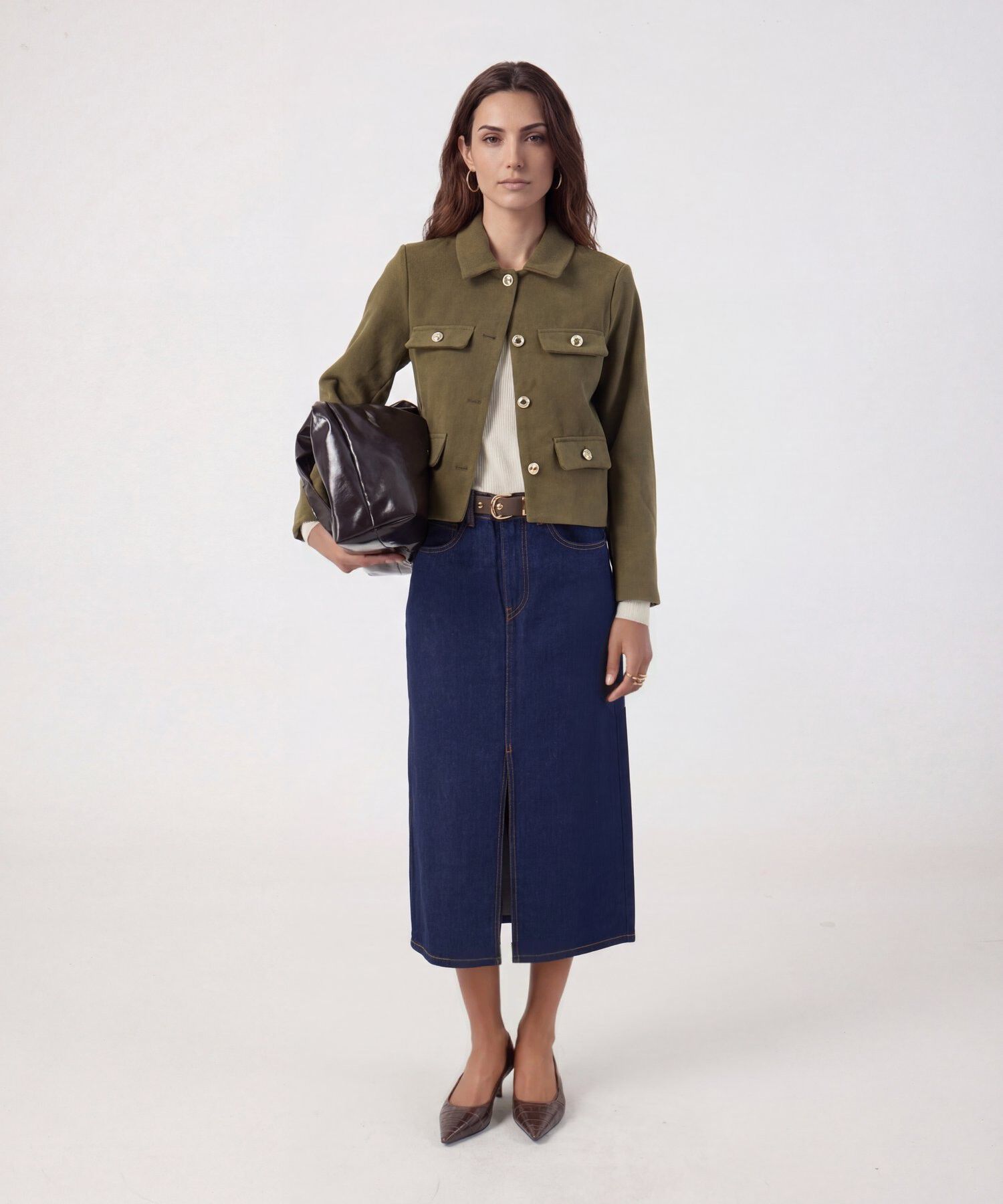 Saco De Punto Cuello En V Mujer