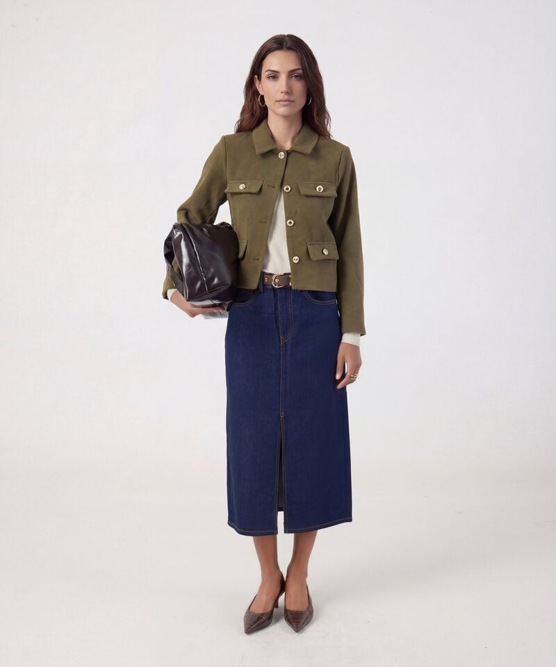 Saco De Punto Cuello En V Mujer