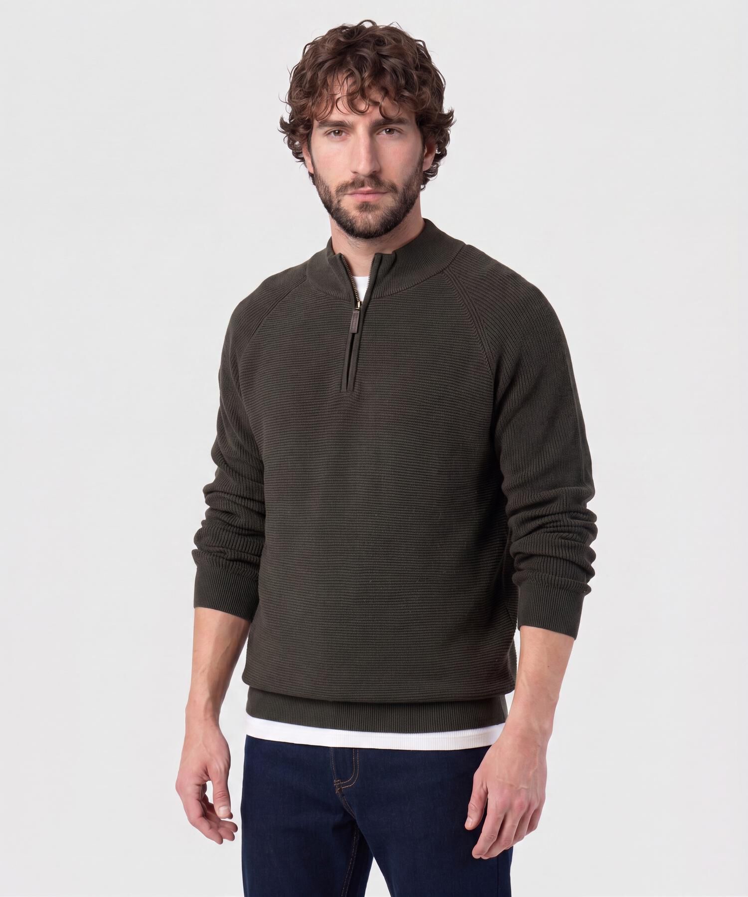 Su&eacute;ter De Hombre Con Cremallera Y Textura
